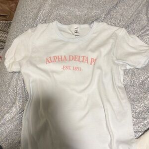 Los Angeles Apparel White Crop Top with Pink Print